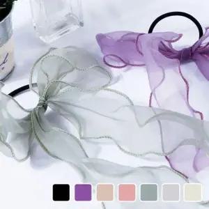 쉬폰 오간자 리본 끈 골프 스카프 머리끈 시스루 왕리