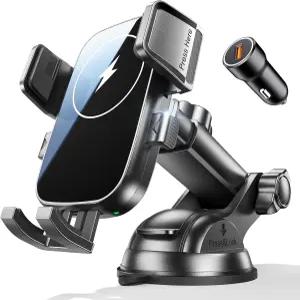 Niweya 무선 차량용 충전기 [15W 고속 충전] 업그레이드 흡착식 휴대폰 거치대 대시보드/앞유리 호환 (