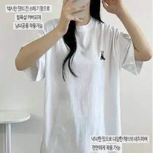 여성순면반팔티 오버핏 순 면 여름 테디베어 반팔 티셔츠 아웃도어 단체복 행사복