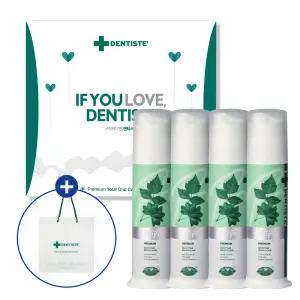 덴티스테 치약 4P 선물세트 플러스화이트 프로 펌프 120g 4개입+쇼핑백