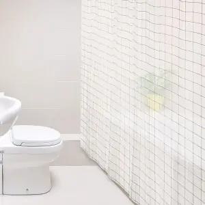 화이트 체크 샤워 커튼 중 욕실커튼 방수커튼 욕조가