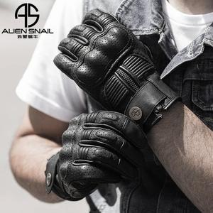 N SNAIL 남성용 빈티지 오토바이 장갑 터치 스크린 가죽 모토크로스 라이딩 풀 핑거