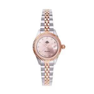 [신세계라이브쇼핑]로즈몽 RS76-04MT 앤틱 터치 로즈 라운드 콤비 여성 메탈 손목 시계