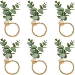 APTWOW 냅킨 반지 6종 세트 크리스마스 결혼식 파티 및 부활절 테이블 장식용 우드 비드 농가