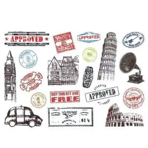 앤틱가방스티커 데코스티커 노트북 우표 다꾸용품 19X28cm