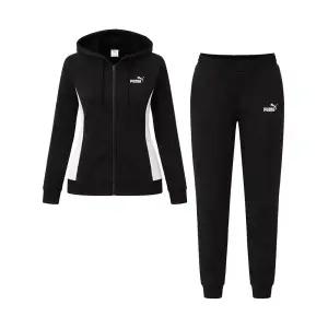 푸마 스웨트 후드집업 여성 기모 트레이닝 세트 운동복 짐웨어 런닝복 블랙 690738-01