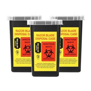 BAMTOO 3pcs 바늘 폐기 상자 용기 타투 폐기물 수집기 샤프 용품 및 장비용 (블랙)