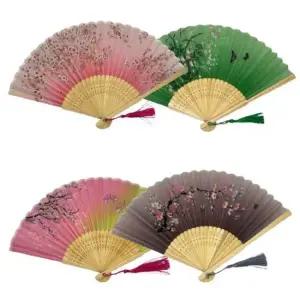 실크부채 접이식 대나무 전통문양 부채 매화 1P 여름 외국인