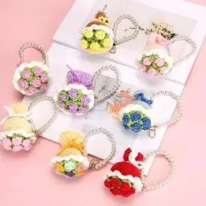 카네이션 뜨개 꽃다발 키링 손뜨개 꽃뜨개 열쇠고리 인형 핸드메이드 미니