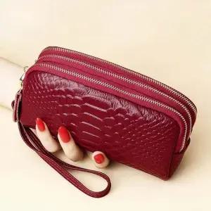 지갑 핸드 쓰리 롱 3 지퍼 클러치백 소가죽 대용량