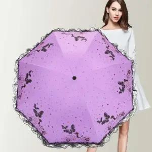 기념품우산 휴대용 나비 레이스 우산 장마 3단 접이식 양산 암막