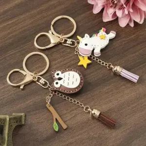 자동차키홀더 유니콘) 애니멀 2종세트(부엉이 열쇠고리