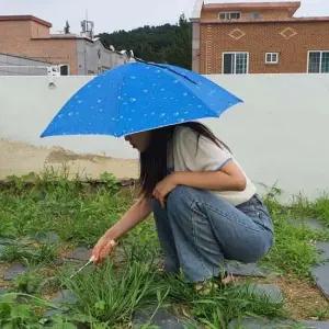 머리에 쓰는 우산모자 중형 블루 머리우산