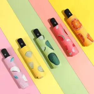 양산 과일 패턴 일러스트 3단 자동 암막 우산 단색 우양산 양우산 자외선차단