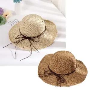 플라워모자 로프 리본 밀짚모자 나들이 바캉스 선캡 비치