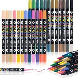 전문가용 24/48/72색 아크릴 페인트 마커 소프트 팁 다용도 이중 듀얼 컬러 펜 미술 용품