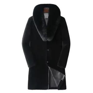 고급 양가죽 양털 일체형 여우모피 중장패딩 남성용