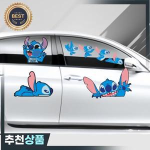 스티치 자동차 스티커 애니메이션 피규어 창 운전 거울 데칼 후면 유리 Kawaii 장식