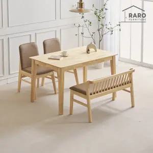 [/착불배송] 루아 1250 고무나무 원목 4인 식탁 세트 (식탁+의자2+등벤치1)