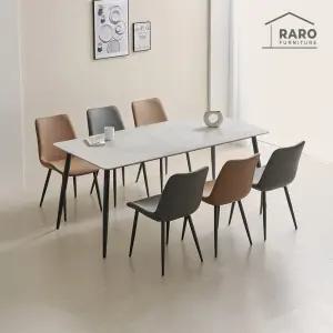 [/착불배송] 피에르 연그레이 1800 포세린 통 세라믹 6인 식탁 세트 (식탁+의