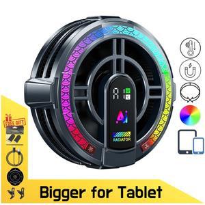 iPad용 대형 태블릿 쿨러 AI 스마트 온도 제어 기능이 있는 냉각 팬 4단계 및 RGB 조절 가능 자기 탈착식