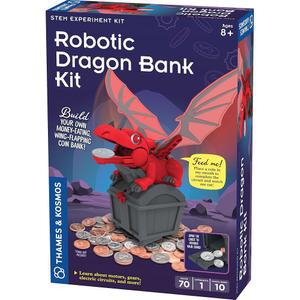 템즈 & 코스모스 로봇 드래곤 뱅크 키트 | 체험형 STEM 건설 장난감, 기계식 코인 구축, 전기 회로 및 엔지니어링 탐구, 교육 생일 선물, 8세 소년