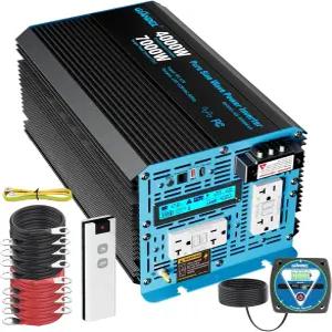 지안델 4000W 순수 사인파 파워 인버터 12V~120V AC 7000W 서지 모든 12V 배터리 듀얼 리모컨 UL 상장 GFCI