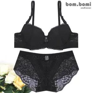 [봄보미] 블리스 레이스 볼륨업 브라팬티2종세트/블랙