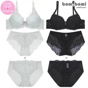 [봄보미] 네츄럴 레이스 볼륨업 브라팬티4종+서브팬티2종세트