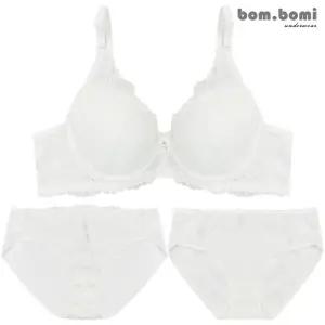 [봄보미] 프리지아 볼륨 레이스 브라팬티3종세트/화이트
