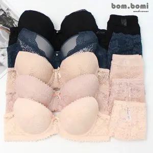 [봄보미] 트리플로 볼륨 ABC컵 자수 레이스 브라팬티 10종세트