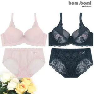 [봄보미] 클로디 자수 레이스 볼륨 ABC컵 브라팬티 4종세트