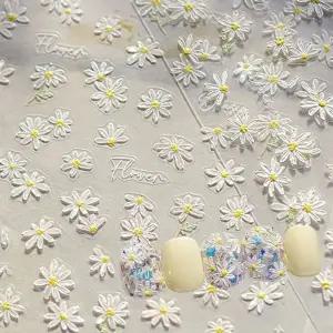 네일아트 페인팅 느낌의 봄꽃네일 데이지 엠보 스티커-WFHTRLY