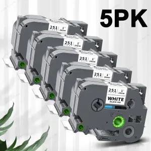 2PK5PK TZe251 브라더 TZe 라벨 테이프 호환 TZe-251 TZ251 24mm 라미네이트 블랙 온 화이트 브라더 P-touc