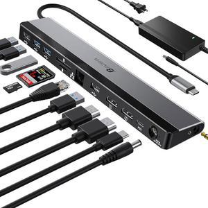 BFADEHA 2025 업데이트된 지원 3개의 포트 범용 스테이션 USB 도킹 허브 PD SD 노트북 오디오 디스플레이 USB CMM PC용 이더넷 모니터 마이크로 100W MAC HDMI 1GBPS TF 멀티 듀얼