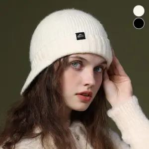 여성 로고패치 니트 캡비니 남녀공용 겨울 남성 00 모자 방한 기모 비니 털 4