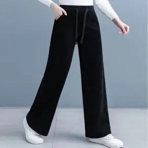캐주얼 여자 코듀로이 와이드 기모 안감 밴딩 슬랙스 fLl9+2LfJ