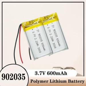 3.7 600mAh 902035 폴리머 리튬 배터리, MP3 GPS DVD 블루투스 레코더 스피커 전자책 카메라용 2~16개 이온
