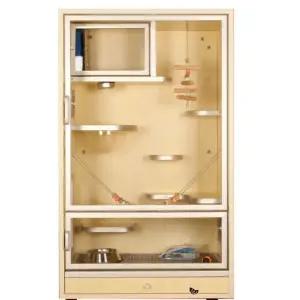 투명문 메시 C 대형 친칠라 케이지 원목 날다람쥐 하우스 사육장 100cm