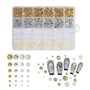 네일아트 대용량 24칸 2-8mm 메탈 반진주 스톤세트-WFI7XZS