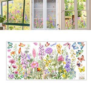 벽스티커 창 유리  나비 꽃 데칼 PVC 정전기 DIY 홈 인테리어