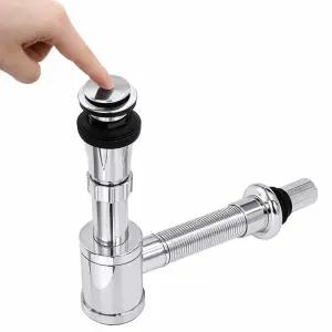 세면대 부속품 배수관 자동 팝업 폽업 폼업 배수구 배관 부속 교체 (국산 높이 조절 벽트랩)