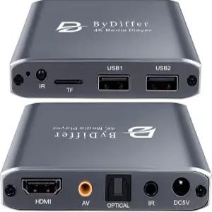 4K HD 디지털 미디어 플레이어 USB 드라이브용 TV MP4 비디오 /Micro SD 카드 사이니지 자동 재생 H.265