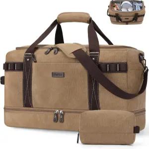 남성용 줌펠트 여행용 더플백 45L 기내 반입 수하물 22x14x9 항공사 승인 탈착식 칸막이 방수 캔버스