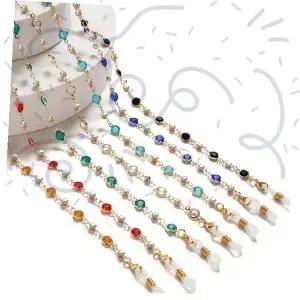 화려한 컬러 크리스탈 비즈 장식 마스크 스트랩 안경 줄 겸용 패션 액세서리