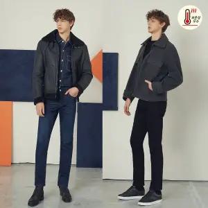 [1+1]ACP 남성 기모부스터본딩 일자핏 데님팬츠_다크인디고/블랙