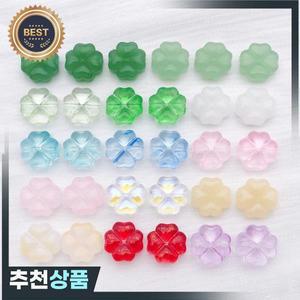 30개 유리 네잎클로버 스페이서 비즈 하트 루즈 비즈 DIY 팔찌 목걸이 귀걸이 보석 제작 용