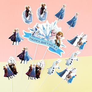 13pcs 냉동 엘사 안나 케이크 토퍼 키즈 소녀 생일 축하 파티 장식 베이비 샤워 올라프 컵케익 디저트 장식 세트 용품