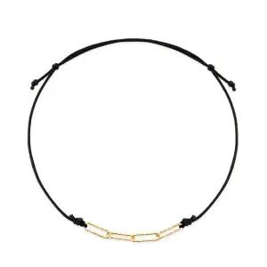 [모룬] 당일발송 14K 골드 컷팅클립체인 드로우 실크끈 블랙 실팔찌 MOB41736