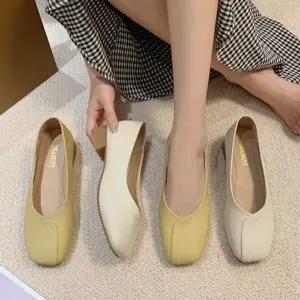 여성 294WFP31 청키힐 플랫슈즈 데일리 가죽 폭신 소프트 구두